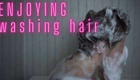 Enjoying washing hair