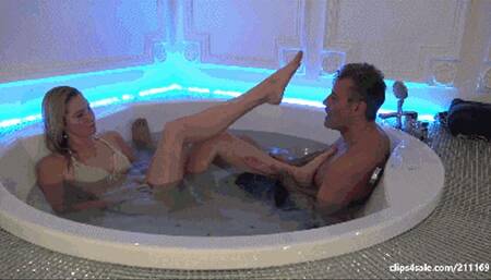 GLORIA - This is how I enjoy bathing - Foot worship, foot gagging, foot games in the jacuzzi