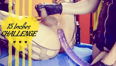 Sissy training 15 inches dildo challenge