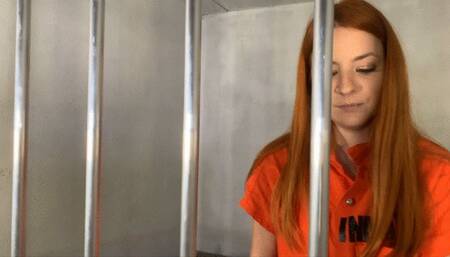 Gilda wrists and ankles handcuffed in jail