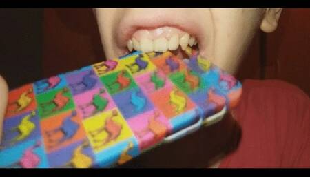 I destroy a plastic cover case with my teeth