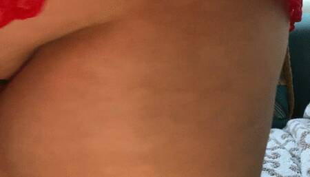 Scarlett Kage Solo masturbation and female orgasm from Butterfly vibe, feet, big ass, tits, red lingerie MOV