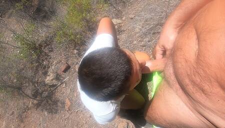 Blowjob in the woods with nice view & cum swallow