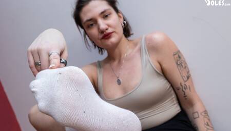 Mad girlfriend POV trampling and smelly foot and sock smother