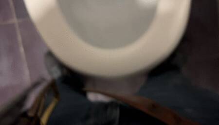 Quick pee in a public toilet