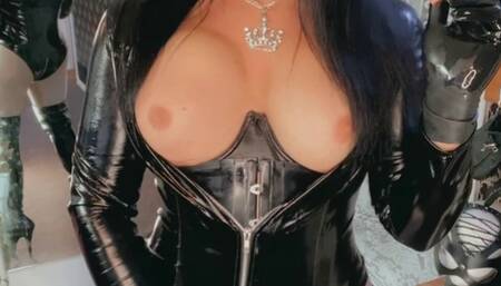 TS VIPER BOOT WORSHIP HUMAN ASHTRAY LATEX GLOVE PVC BODYSUIT SHINY PANTYHOLE THIGH HIGH BOOTS SMOKING 120 MM BIG CUMSHOT