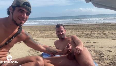Leo Bulgari sex and cum on the beach with his friends the bleshporn - part 1