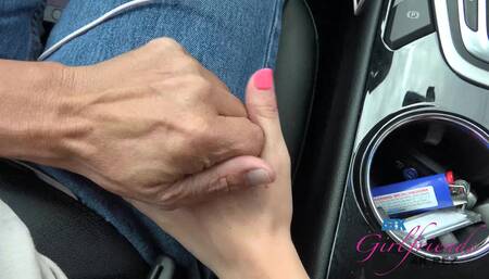 Play with Jade's pussy right in the car