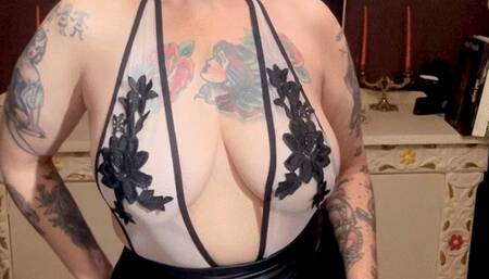 Long white - Crush - Dangling - Leather - High heels - Pantyhose