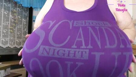 VT tiny purple shirt try on