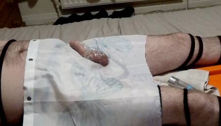 Cock and Ball Wax Torment-BBW domination,BBW bondage,naked man tied up, backboard,male bondage,man in bondage,amateur,rope bondage,CBT,