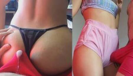 CUMSHOT through underwear during a lapdance, assjob in panties