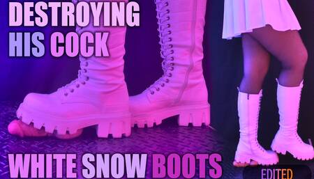 Destroying his cock in white snow boots, aggressive CBT, bootjob and post orgasm with Tamystarly