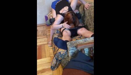 Mommy didn't fuck for a long time and decided to fuck her stepson's young friend