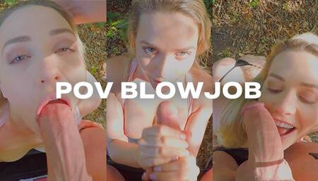 Mia Malkova sucks lucky guy in public!