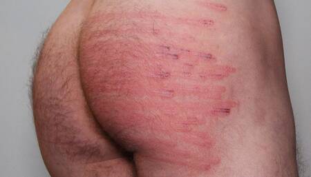Hard self whipping while being locked
