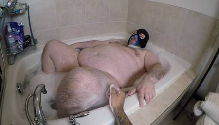 Nice POV of Chaser giving Bear a bath