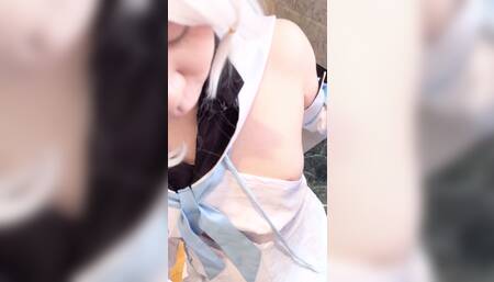 Rub dick against Miko's leg and armpit