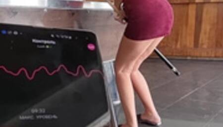 I control her pussy in public with a lovense lush - she moans and is embarassed