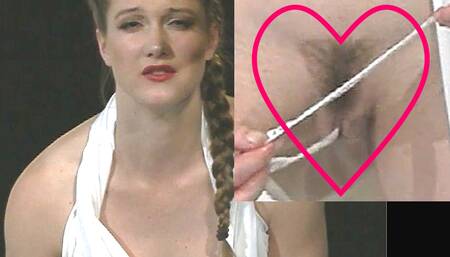 Fabienne Vegt reads a note from her very meaty pussy