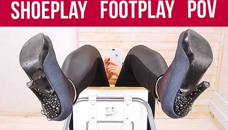 Shoeplay and socks fetish bottom view - Ignore POV