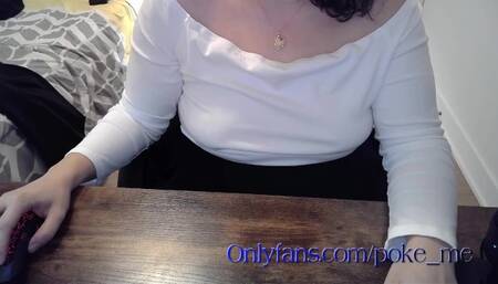 horny girl tries to get some work done