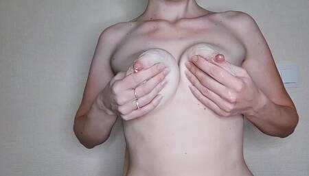 Milf Plays With Milky Tits On Cam