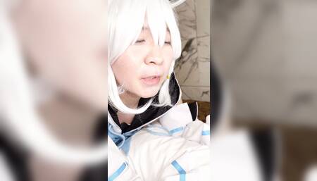 Trick dickgirl Fubuki's anal while playing videogame