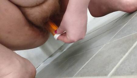 Enjoying in toilet