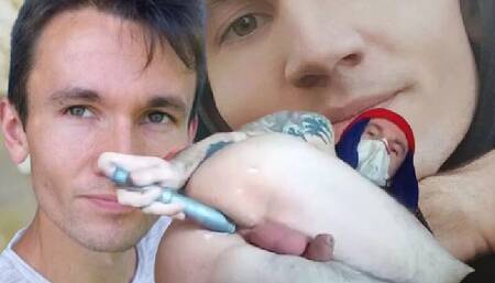 Passive boy doesn't regret his asshole, strums his huge dick and moans like a whore, gets spanking and fisting BDSM