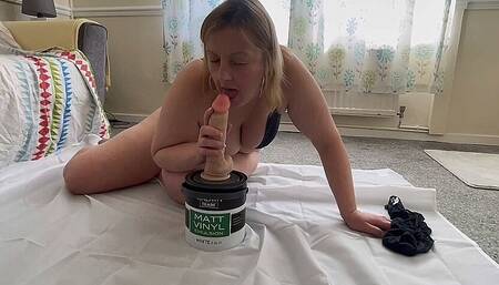 Horny council estate chav milf rides big dildo full video