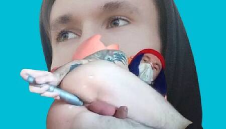 Your obedient passive boy, my ass in this video has experienced a huge phalos and whipping