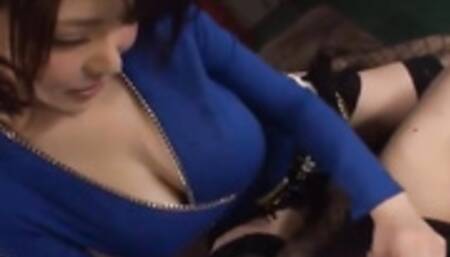 Japanese beauty with great tits gives pleasure