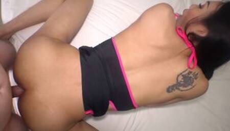 Big dick Asian shemale Swan anal doggy