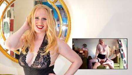 Busty Sleazy Sarine Spark makes old Jim Jizz