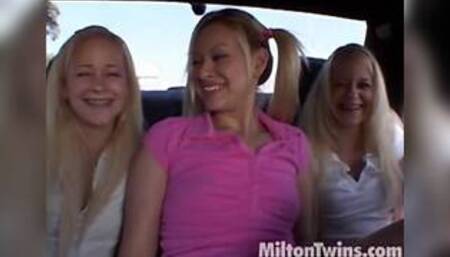 Miltontwins get fingered by lesbian teen