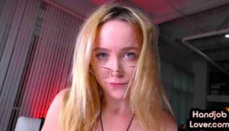 HJ babe wanking and grinding BFs cock in dirty talking POV