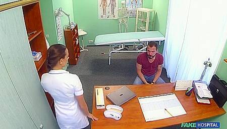 Dark Hair In Tight Fit Nurse Outfit Fucks Her Patient P1