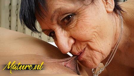 Smiling female's girl masturbating dirt