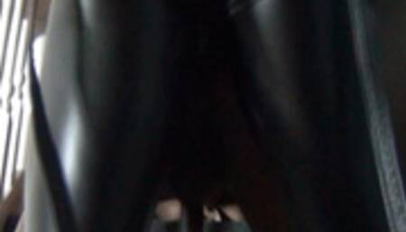 Mistress Kiana uses her strap-on on the black slave on the stairs