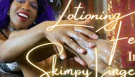 Lotioning Feet In Skimpy Lingerie