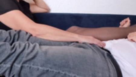 Milf foot smelling handjob