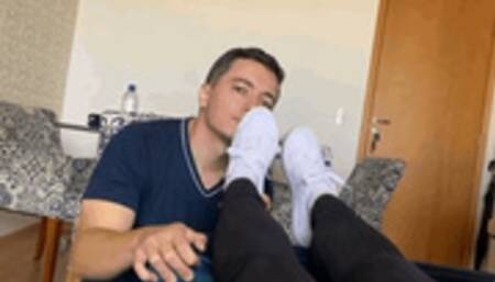 MOBILE - Goddess Kiffa - White sneakers shoe worship and shoejob until foot slave cums on soles - SNEAKER - FOOT WORSHIP - SHOE WORSHIP - DIRTY FEET - CUCKOLD - FOOTJOB - SHOEJOB - SOLEJOB - DOMINATION - FOOT HUMILIATION - CUM ON FEET - SOLES FUCK - FOOT
