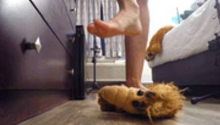 Goblin Goddess Plushies Trampled with Bare Feet and Heels - Floor Cam 4K