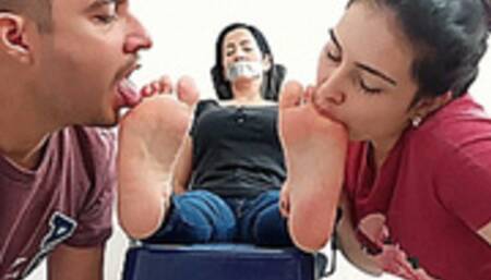 Bound MILF Pampered With Sloppy Foot Worship By Deviant Couple (mp4)