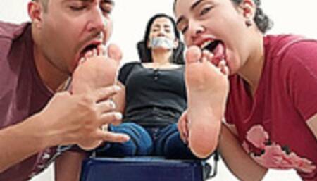Bound MILF Pampered With Sloppy Foot Worship By Deviant Couple (wmv)