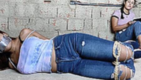 Hot Study Buddy Hogtied Barefoot And Left Tape Gagged And Helpless In An Old Prison! (mp4)