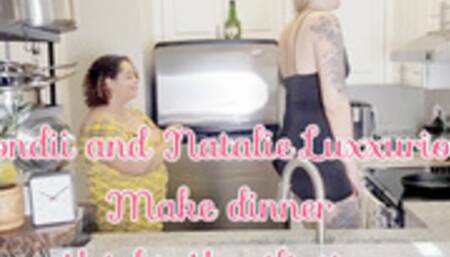 Blondi invites Natalie Luxxurious over to cook (height humiliation from a Tall Amazonian)