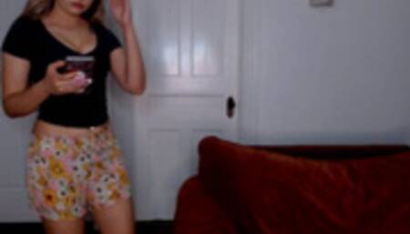 Horny Girl Caught Pillow Humping