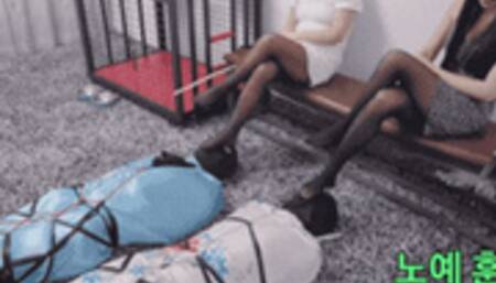 Evolutionary training of slaves - foot fetish - silk - bondage- trample - WHIPPing (FHD)